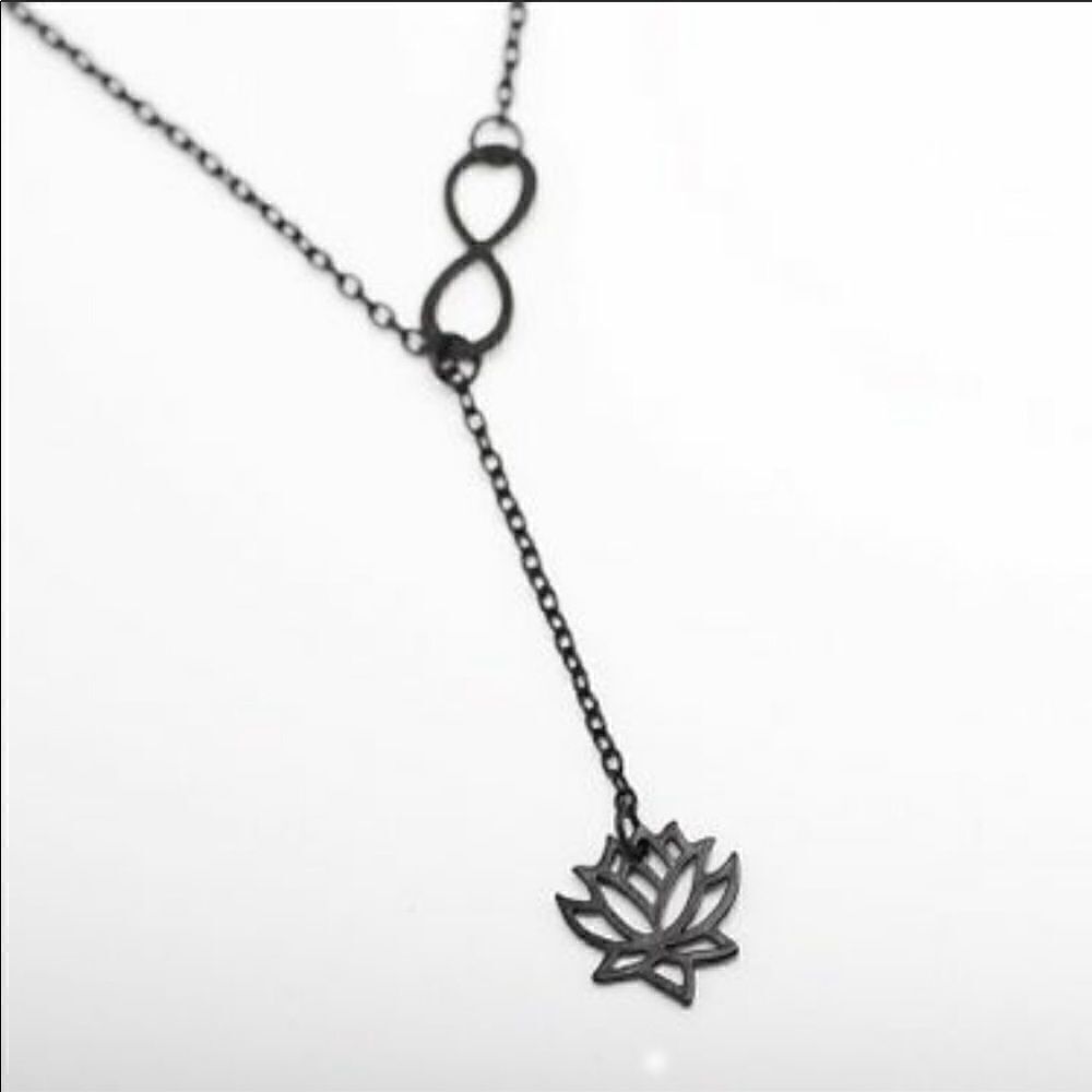 Infinity Lotus Lariat Necklace Zinc Alloy Cute